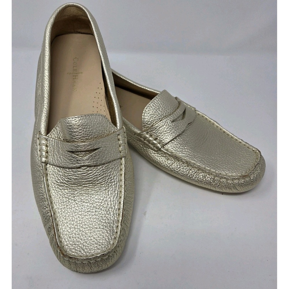 NWOB Cole Haan Gold Driving D41542 Moccasins Penny Loafers Beautiful